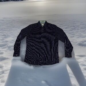 J Garcia Mens Long Sleeve Flip Cuff Cotton Multicolor Button Up Shirt SZ XL